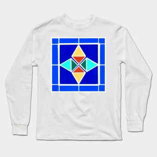 Inverted Stained Glass Crystal Geometric Abstract Acrylic Painting Long Sleeve T-Shirt